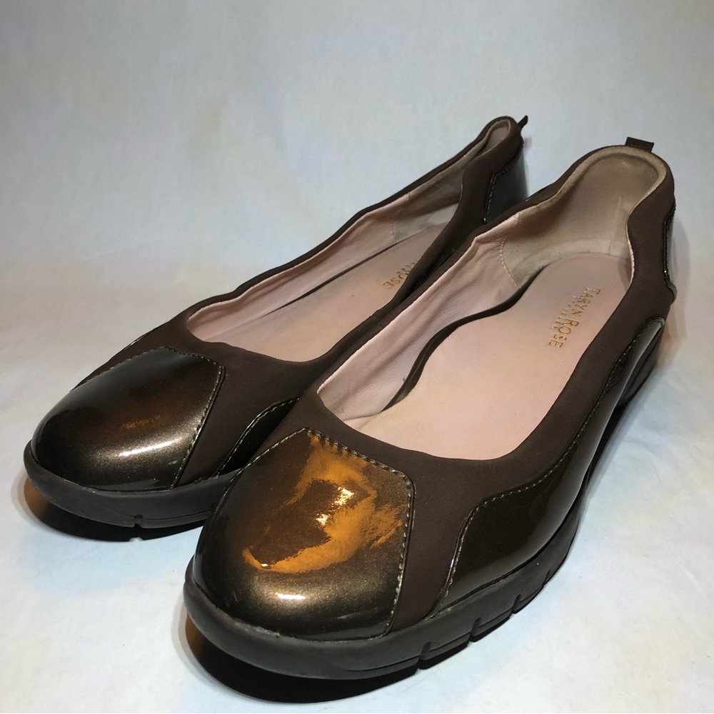 Taryn Rose Traveler Brown Patent Leather Slide in, size 9.5 M.